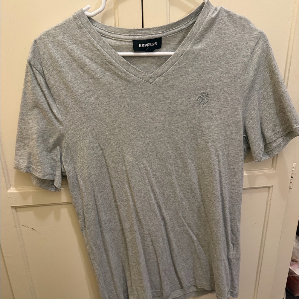 Express Light Gray V-Neck T-Shirt